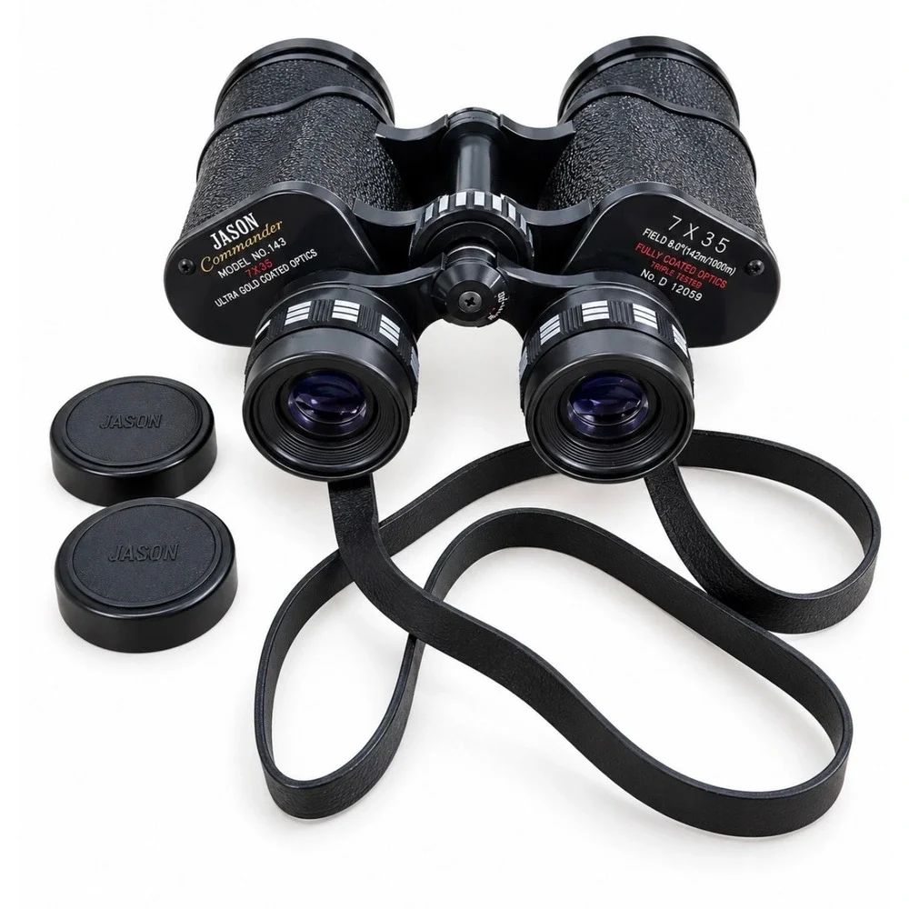 Jason Commander Model 143 Binoculars 7x35 Ultra Gold Coated Optics Japan Vintage